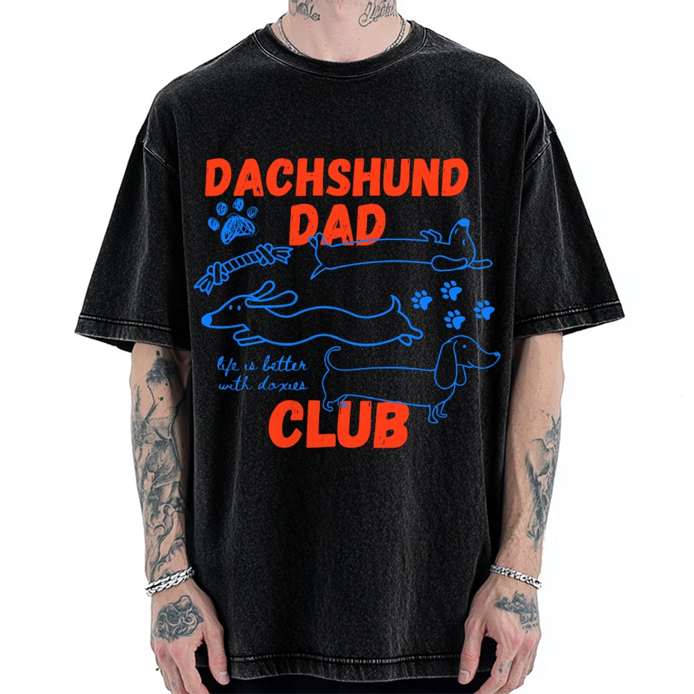 Dachshund Dad Club Vintage Washed T-shirt