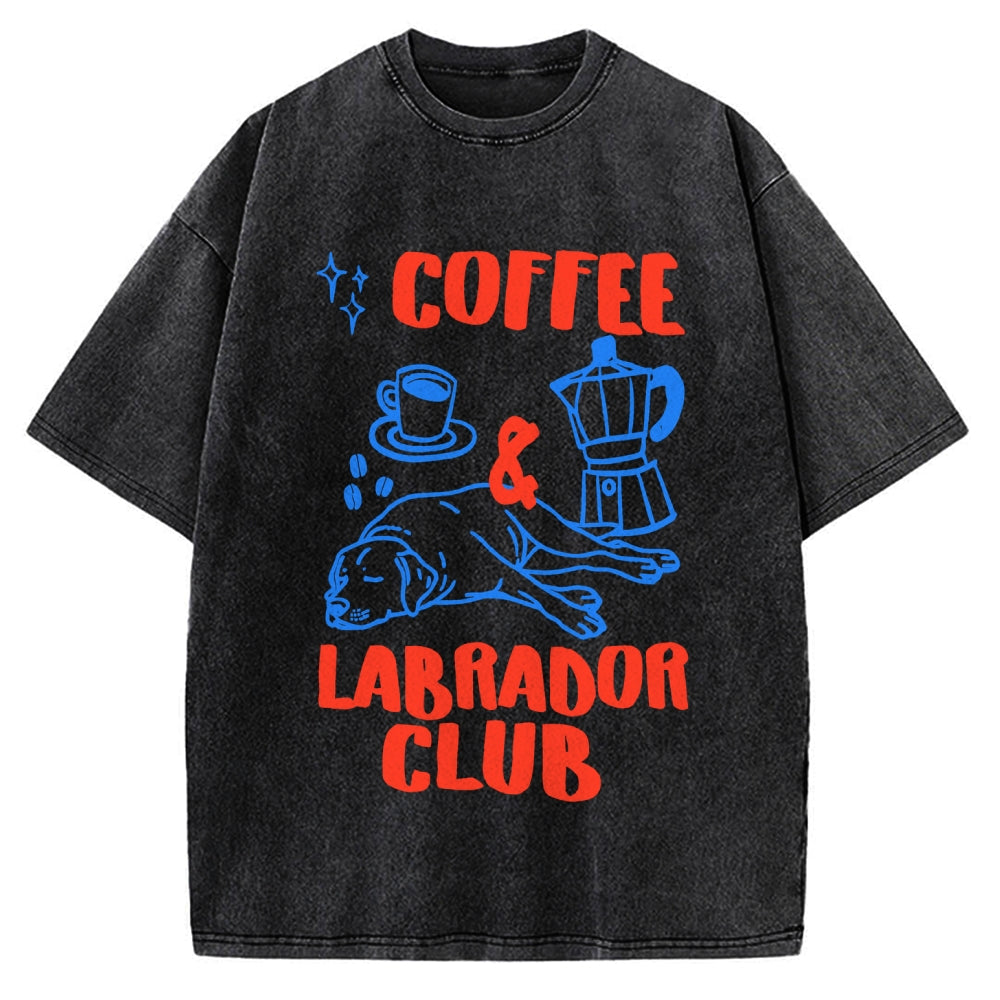 Coffee Labrador Club Vintage Washed T-shirt