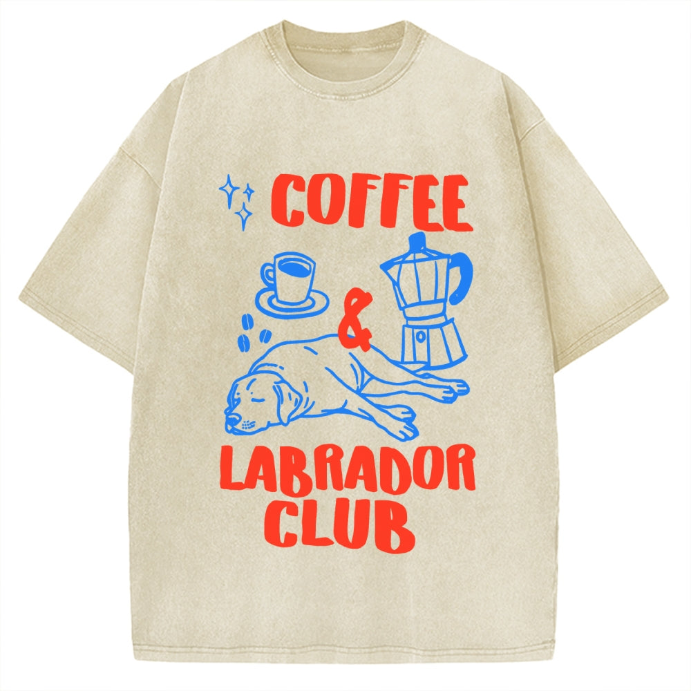 Coffee Labrador Club Vintage Washed T-shirt