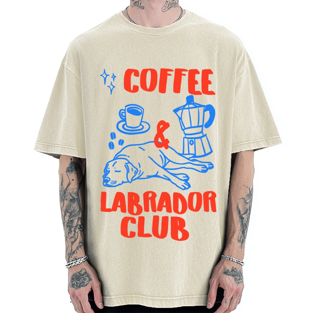 Coffee Labrador Club Vintage Washed T-shirt