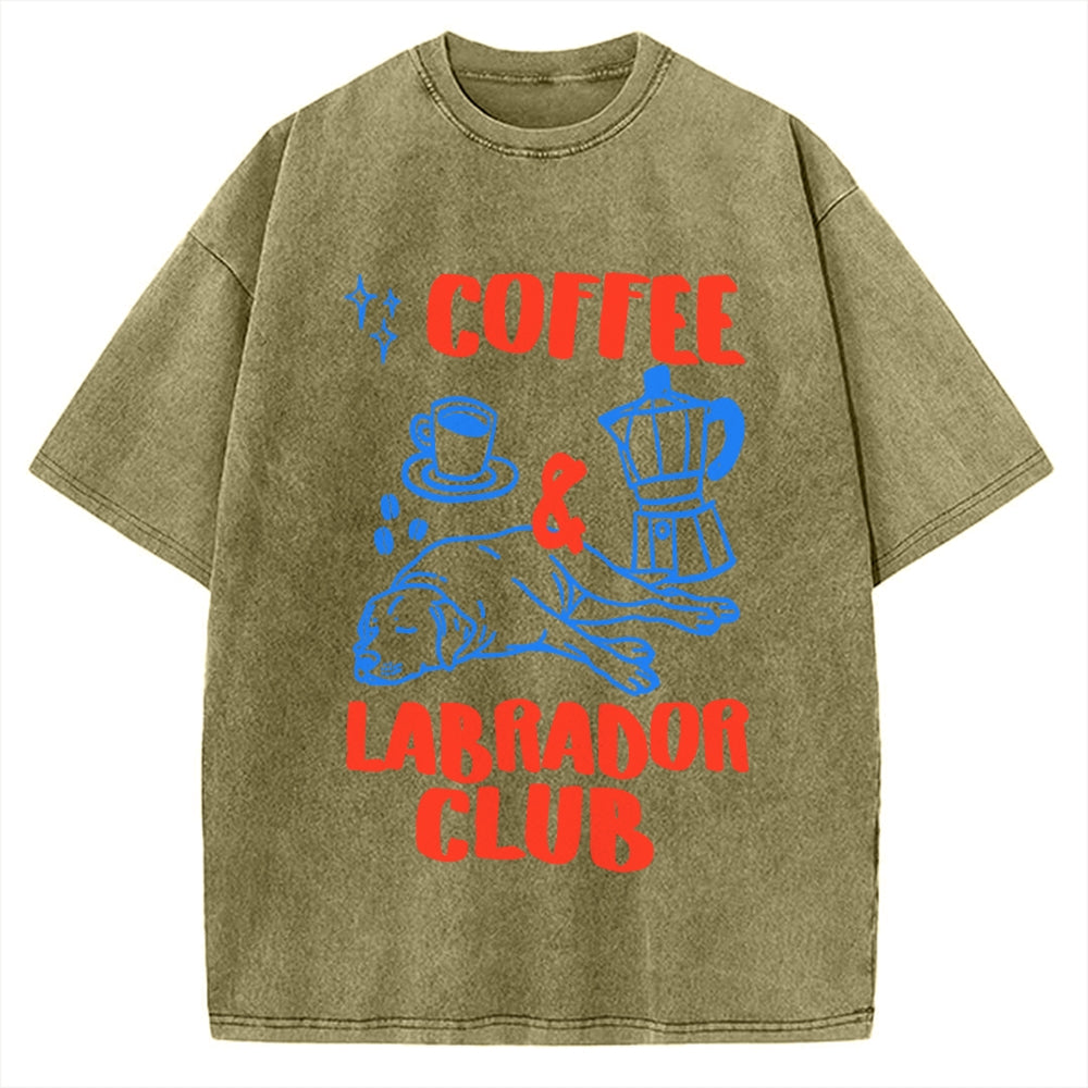 Coffee Labrador Club Vintage Washed T-shirt