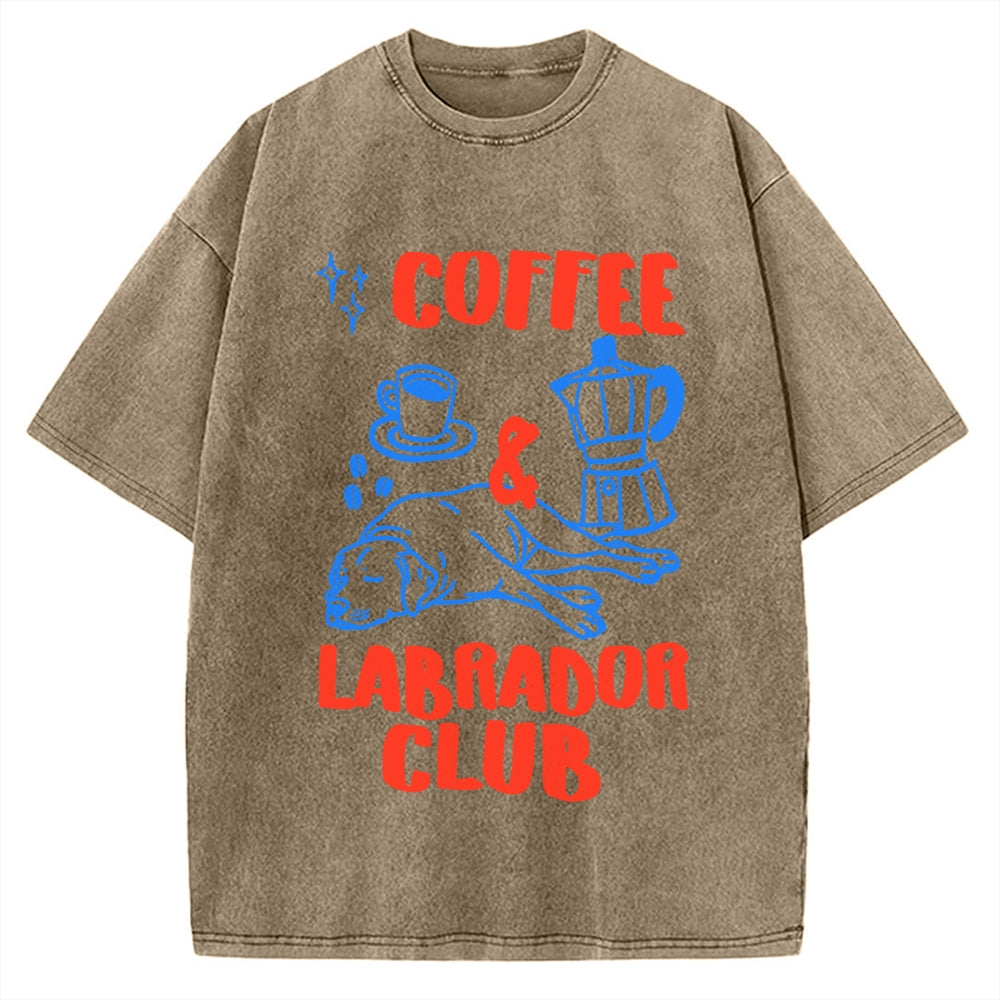 Coffee Labrador Club Vintage Washed T-shirt