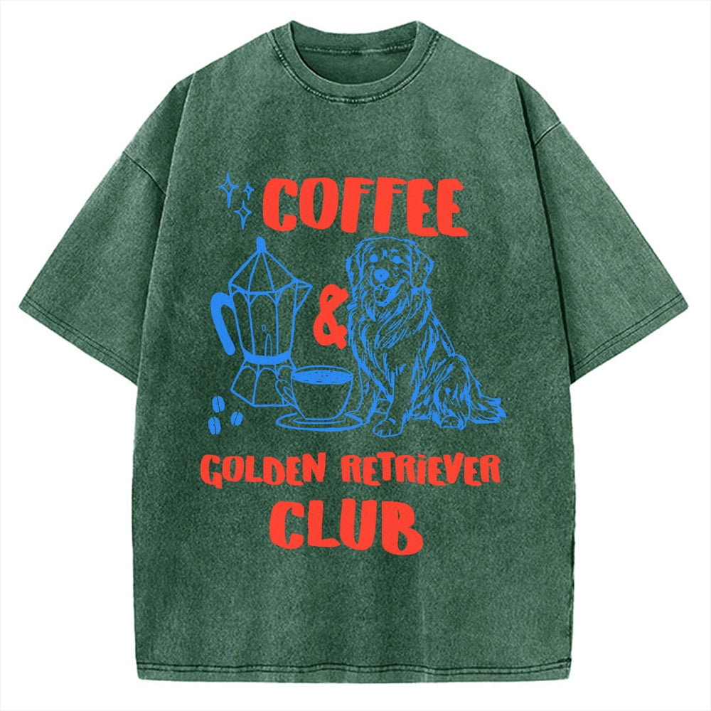 Coffee Golden Retriever Club Vintage Washed T-shirt