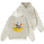 Unisex Casual Cute Opossum Printed Double-sided Washed Hoodie