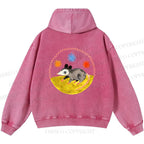 Unisex Casual Cute Opossum Printed Double-sided Washed Hoodie