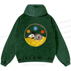 Unisex Casual Cute Opossum Printed Double-sided Washed Hoodie
