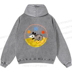 Unisex Casual Cute Opossum Printed Double-sided Washed Hoodie