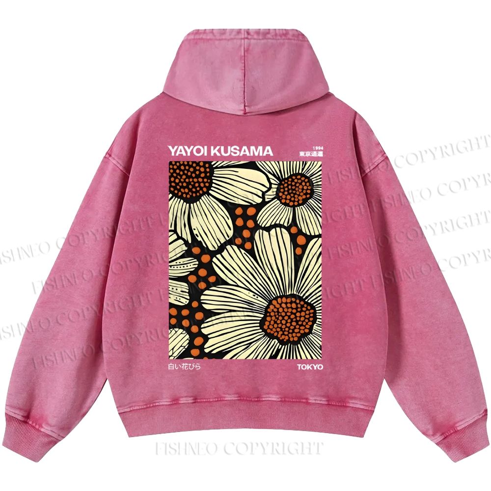 Unisex Casual Yayoi Kusama Vintage Printed Double-sided Washed Hoodie