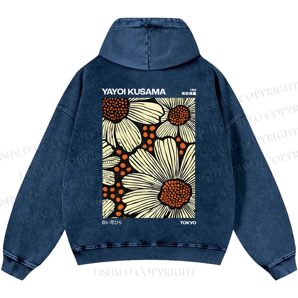 Unisex Casual Yayoi Kusama Vintage Printed Double-sided Washed Hoodie