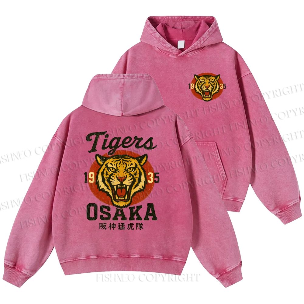 Unisex Casual Tiger Osaka Printed Double-sided Washed Hoodie