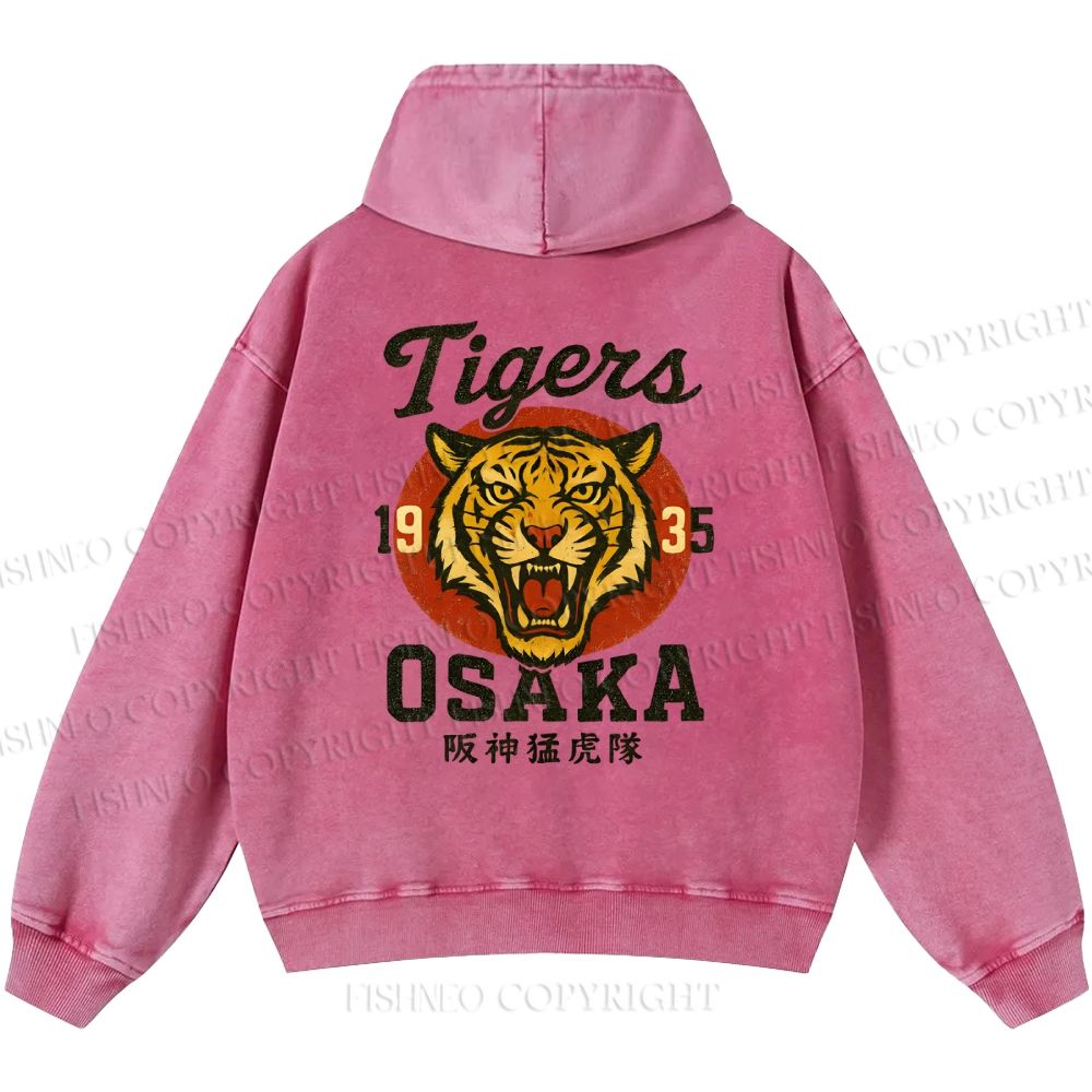 Unisex Casual Tiger Osaka Printed Double-sided Washed Hoodie
