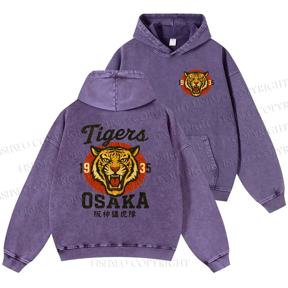 Unisex Casual Tiger Osaka Printed Double-sided Washed Hoodie