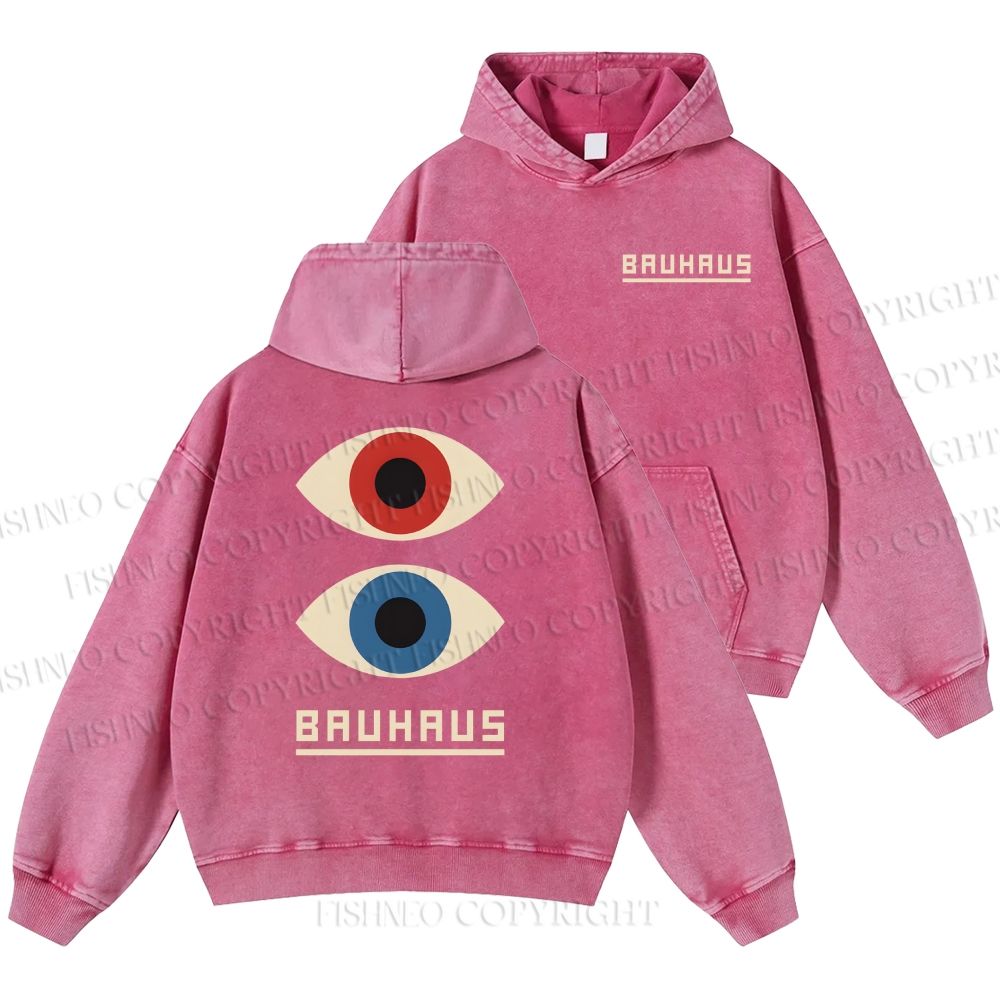 Unisex Casual Bauhaus Art Eyes Printed Double-sided Washed Hoodie
