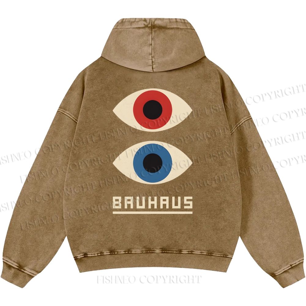 Unisex Casual Bauhaus Art Eyes Printed Double-sided Washed Hoodie