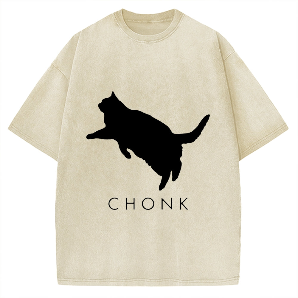 Chonk Fat Cat Meme Vintage Washed T-shirt