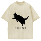 Chonk Fat Cat Meme Vintage Washed T-shirt