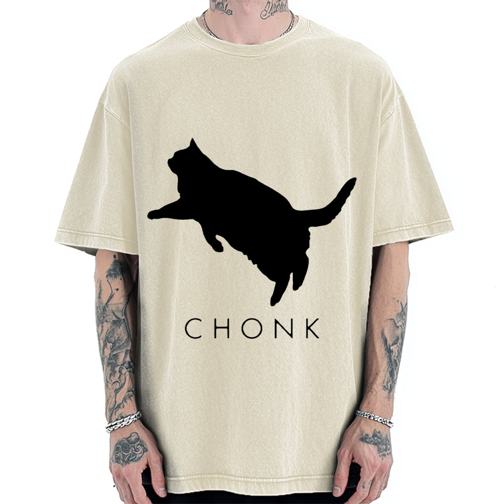Chonk Fat Cat Meme Vintage Washed T-shirt