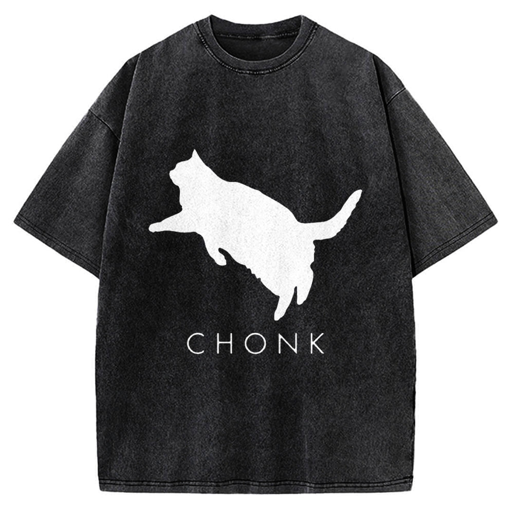Chonk Fat Cat Meme Vintage Washed T-shirt