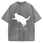 Chonk Fat Cat Meme Vintage Washed T-shirt