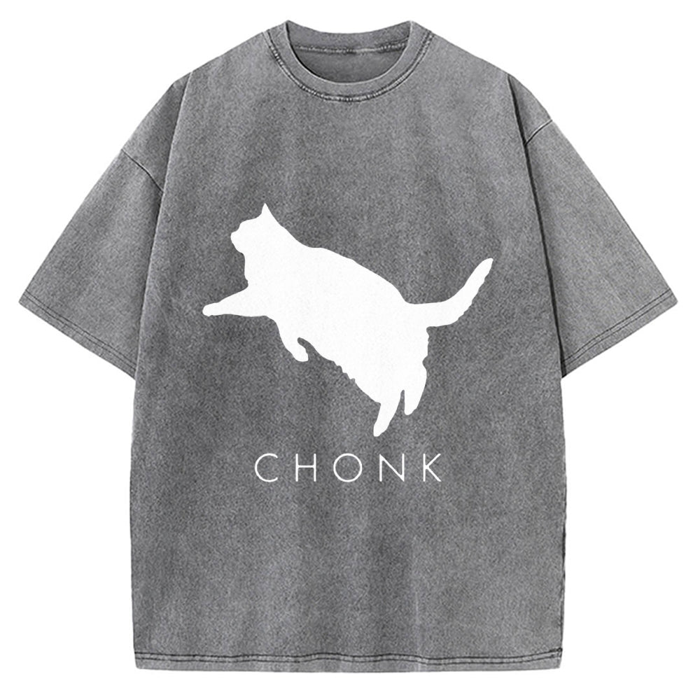 Chonk Fat Cat Meme Vintage Washed T-shirt
