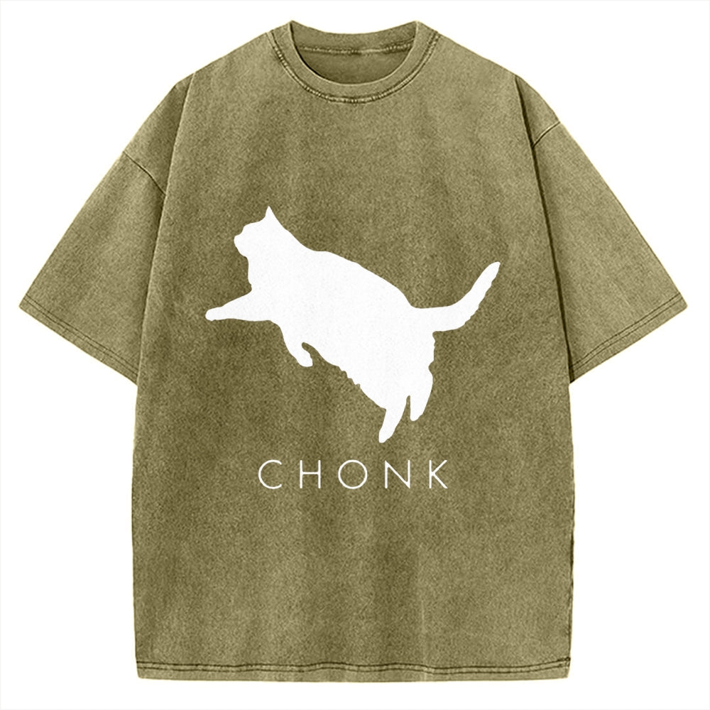 Chonk Fat Cat Meme Vintage Washed T-shirt