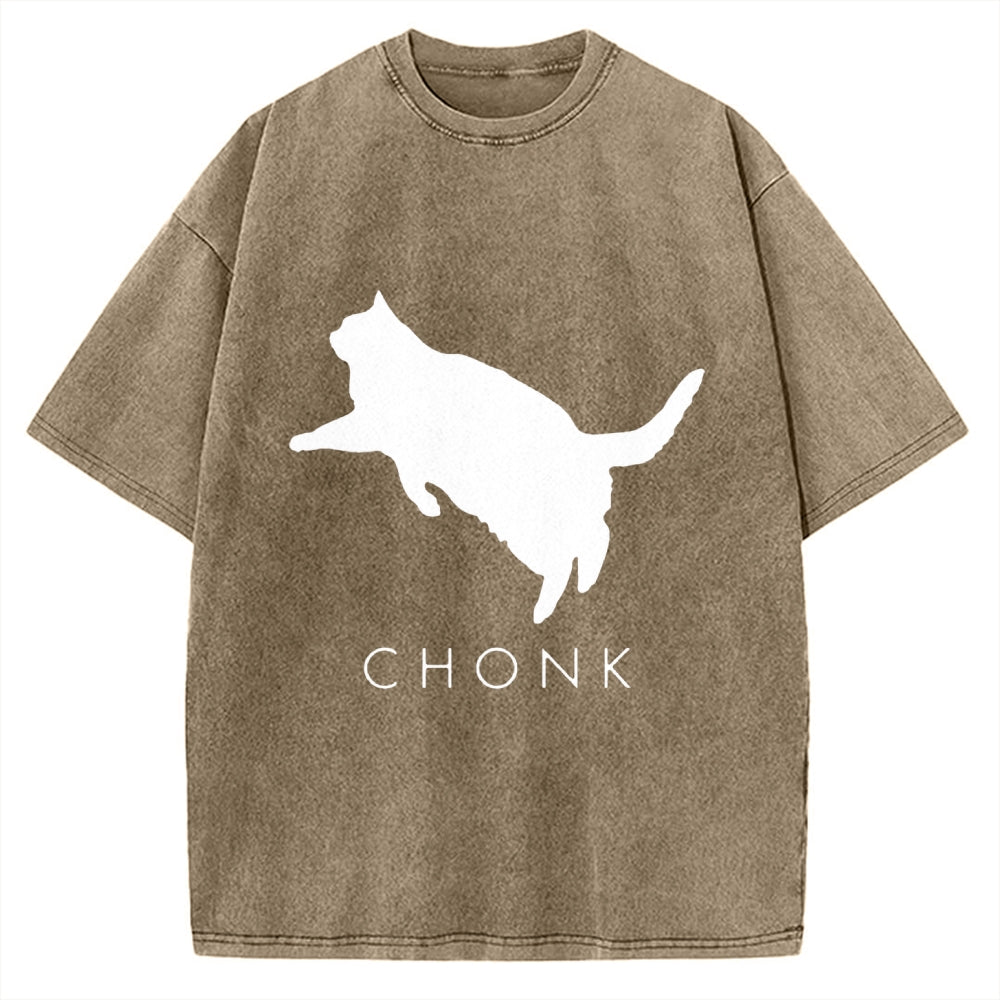 Chonk Fat Cat Meme Vintage Washed T-shirt