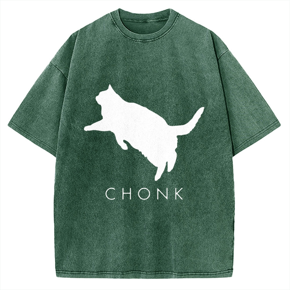 Chonk Fat Cat Meme Vintage Washed T-shirt