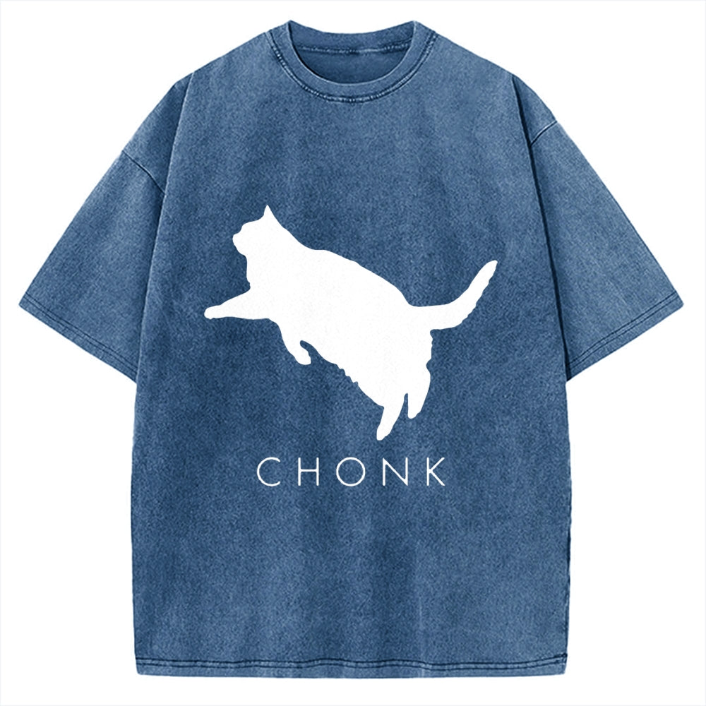 Chonk Fat Cat Meme Vintage Washed T-shirt