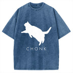 Chonk Fat Cat Meme Vintage Washed T-shirt
