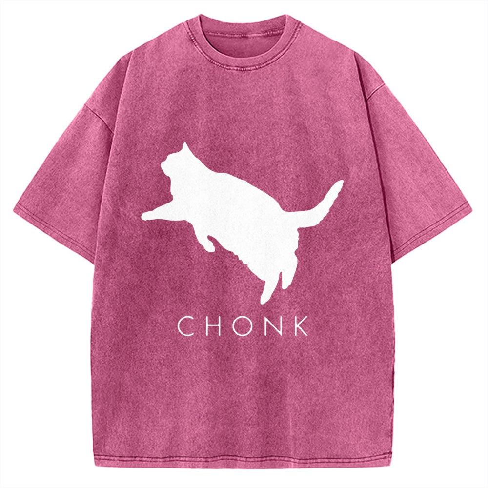 Chonk Fat Cat Meme Vintage Washed T-shirt