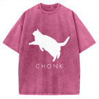 Chonk Fat Cat Meme Vintage Washed T-shirt