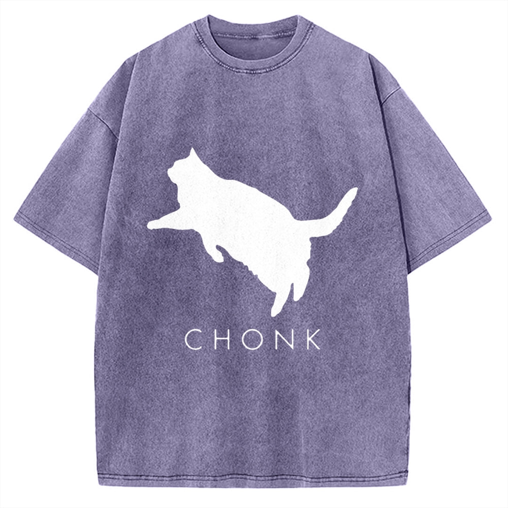 Chonk Fat Cat Meme Vintage Washed T-shirt