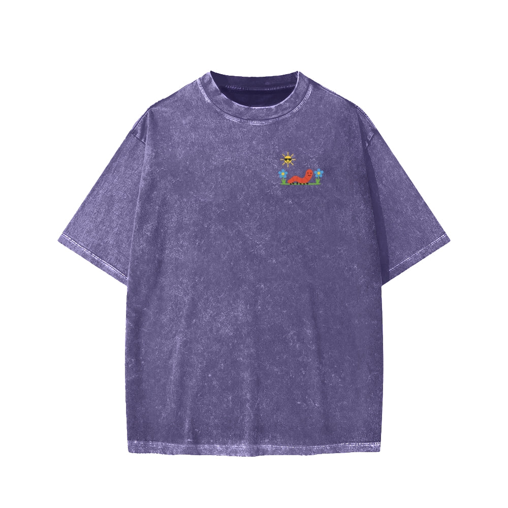 Ketamine Horse Funny Children's Drawings Front And Back Printing Washed T-shirt