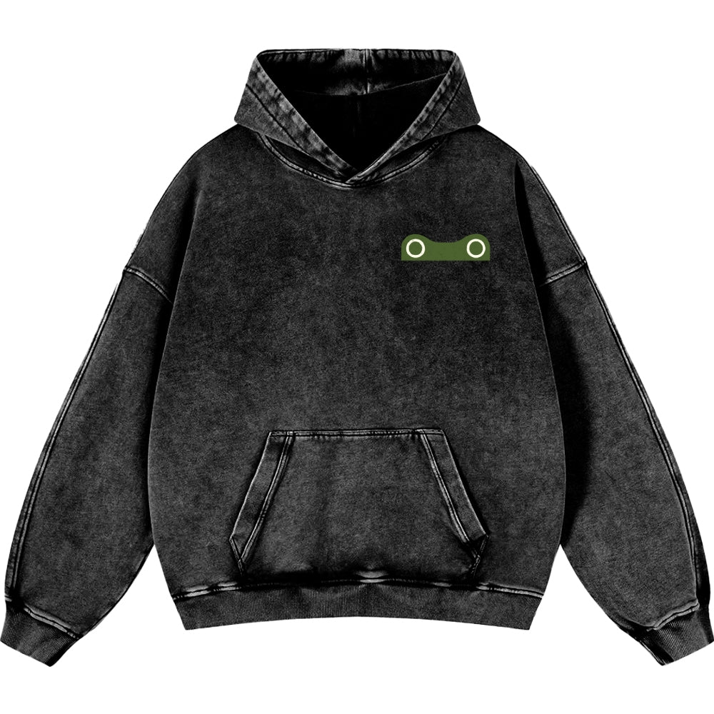 Frog Vintage Washed Cotton Back Art Hoodie