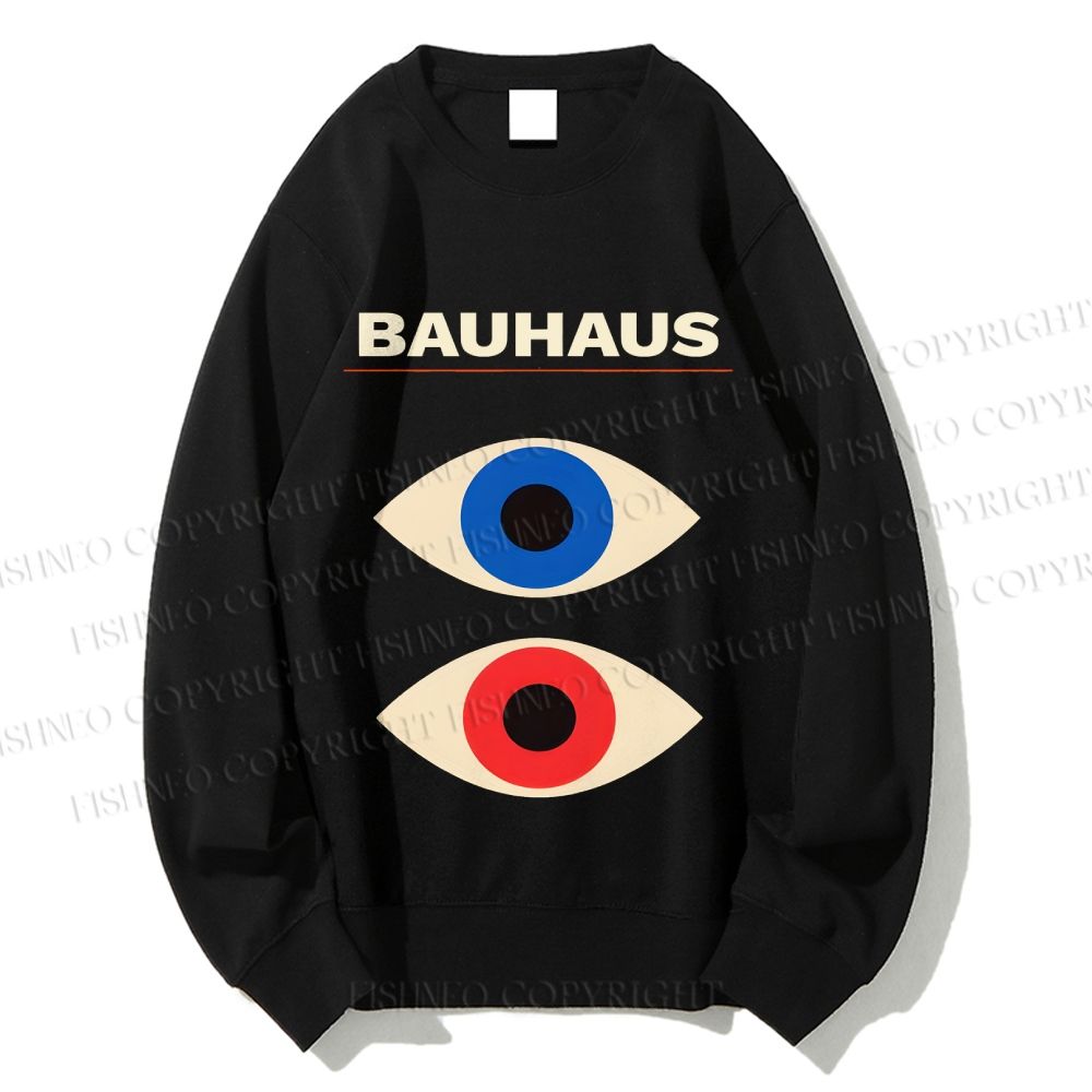 Unisex Bauhaus Geometric Eyes Printed Sweatshirt