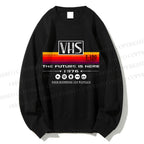 Unisex Washed VHS Vintage Printed Sweatshirt