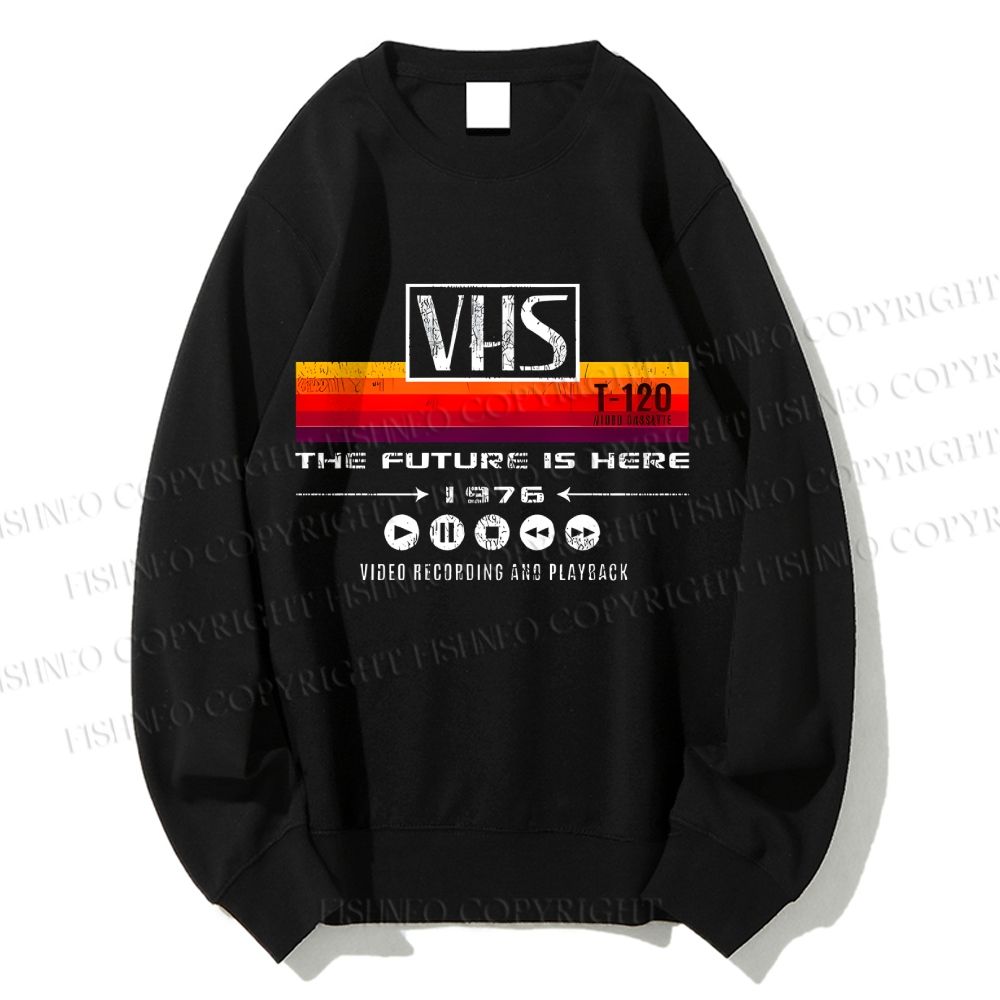 Unisex Washed VHS Vintage Printed Sweatshirt