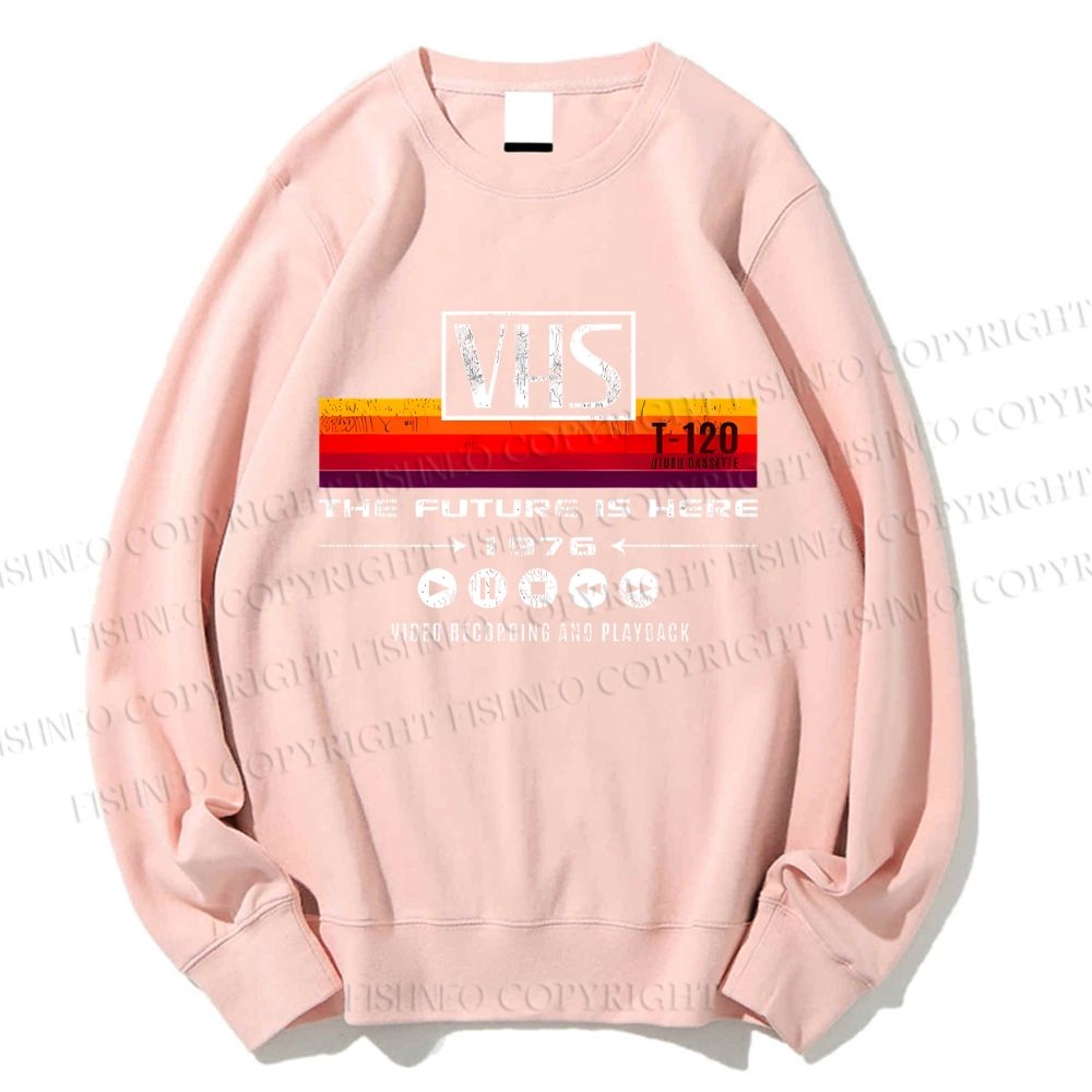 Unisex Washed VHS Vintage Printed Sweatshirt