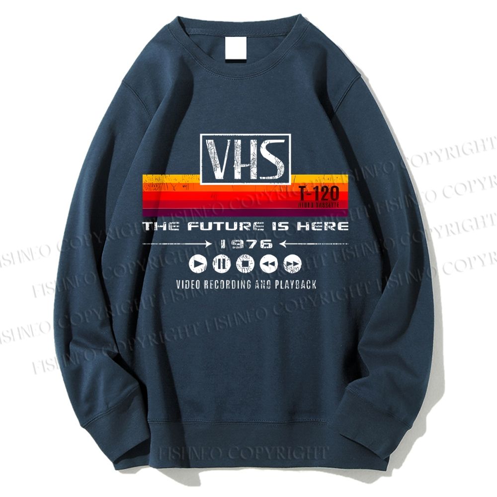 Unisex Washed VHS Vintage Printed Sweatshirt