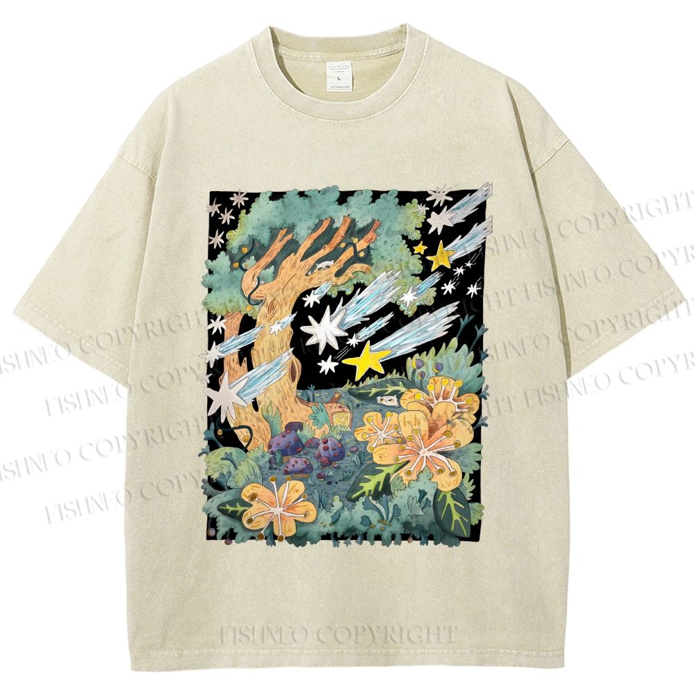 Unisex Stars in Garden Printed Washed Tee