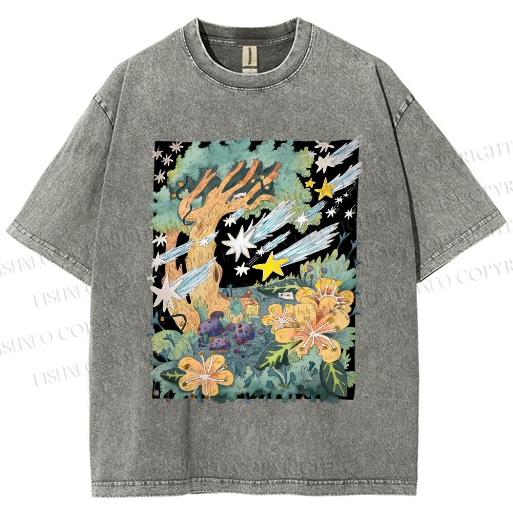 Unisex Stars in Garden Printed Washed Tee