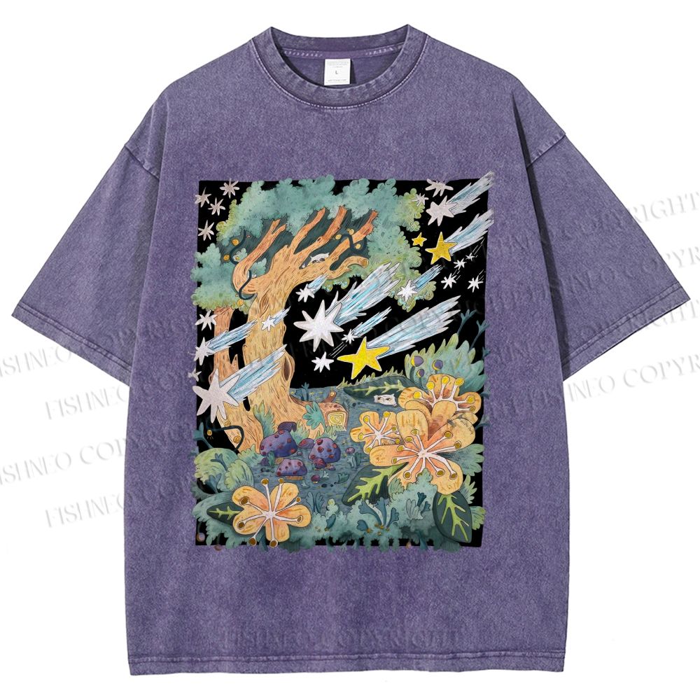 Unisex Stars in Garden Printed Washed Tee