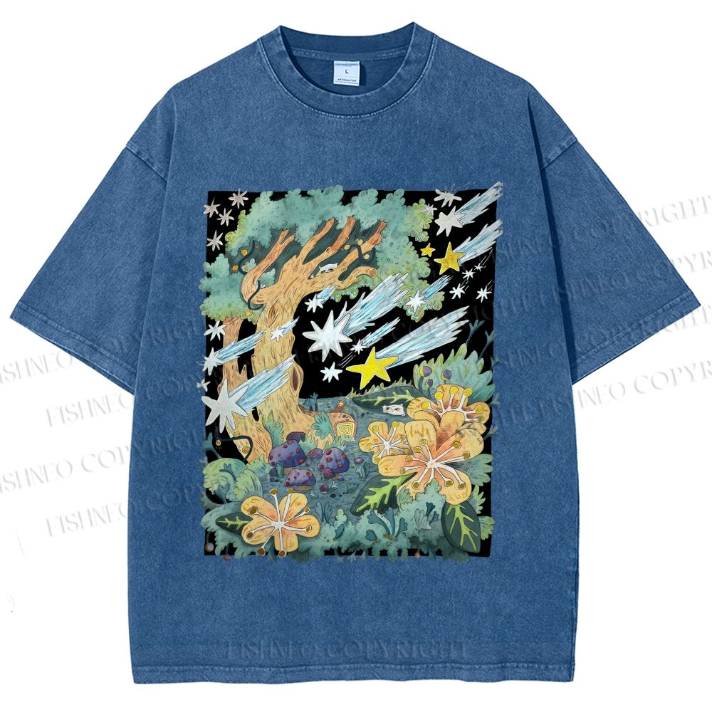 Unisex Stars in Garden Printed Washed Tee