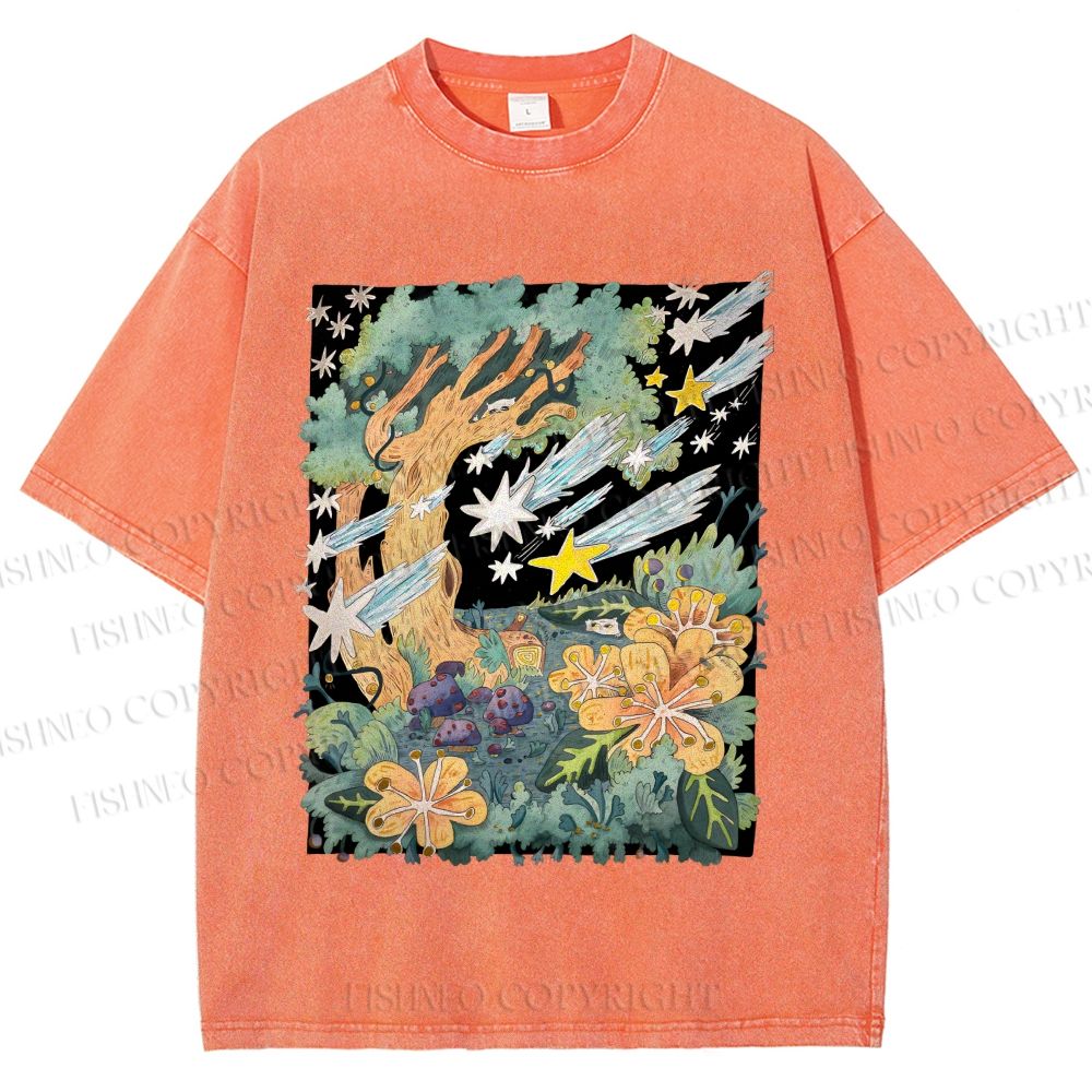 Unisex Stars in Garden Printed Washed Tee