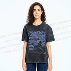 Unisex Sea Wave Printed Washed Tee