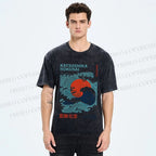 Unisex Katsushika Hokusai Japanese Wave Printed Washed Tee