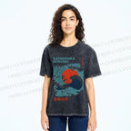 Unisex Katsushika Hokusai Japanese Wave Printed Washed Tee