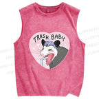 Unisex Funny Opossum Trash Baby Printed Washed Tank Top