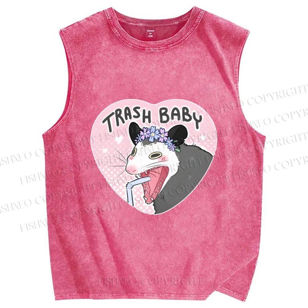 Unisex Funny Opossum Trash Baby Printed Washed Tank Top