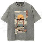 Unisex  Catsune Cat Printed Washed Tee